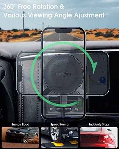 【Версия с полупроводниковым охлаждане】 зарядно Magsafe, Магнитно Безжично зарядно за Кола LERTOSEN за iPhone 14/13/12/Pro/Pro Max/Mini,