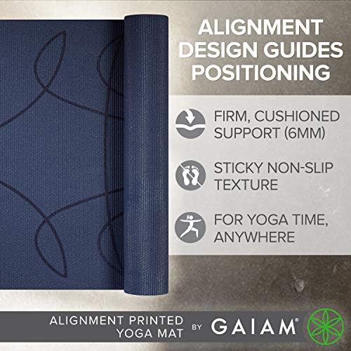 Килимче за йога Gaiam - Премиум клас с принтом с дебелина 6 мм, много дебел нескользящий подложка за упражнения и фитнес за всички видове йога, пилатес и упражнения вър?