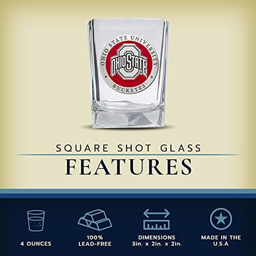 Квадратна чаша Heritage Pewter на щата Охайо | Чаша ръчна изработка с тегло 1,5 Грама | Метална Оловен Инкрустация Alma Mater Сложна