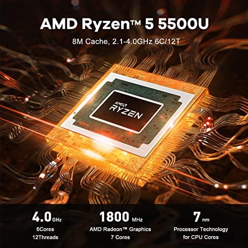 Мини PC Beelink SER5, AMD Ryzen 5 5500U (6C/12T до 4 Ghz) процесор, 16 GB DDR4 + 500 GB NVMe M. 2 2280 SSD, тенис на компютърни