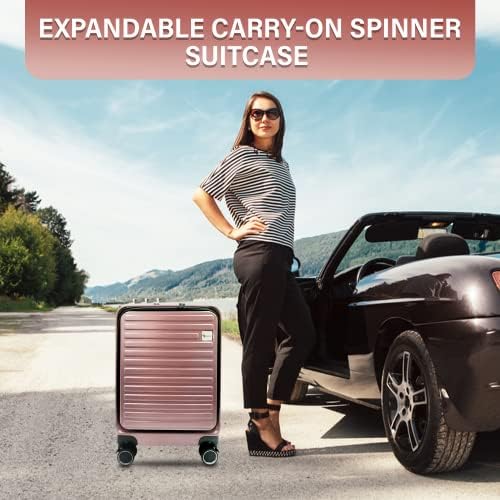 Ръчния багаж SABALI 20 инча - ръчния багаж с твърд корпус - Разтегателен лек багаж - Багаж с колела със завъртане на 360 °- Пътнически багаж, с преден джоб за лаптоп - Багажа,