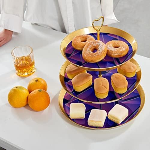 Геометричен 3-Различен Тава за подаване на Кифли, Щампована Поставка за Десерт Торта, Поставка за печене на Сватбата, чаеното