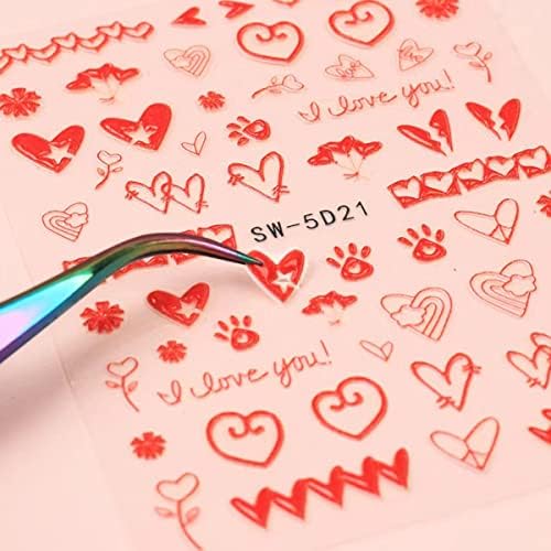 Сърцето на Свети Валентин 5D Стикери За нокти, Стикери във формата На Сърце Реалистични Любов, за да проверите за Дизайн на Ноктите,