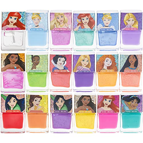 Набор от нетоксични Отслаивающихся лакове за нокти Townley Момиче Disney Princess Миг и непрозрачни цветове със скъпоценни камъни за нокти за момичета на Възраст от 3 години,