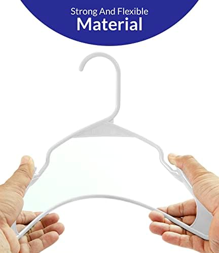Royale 60 Опаковки бели пластмасови закачалки за дрехи - стабилна пластмасова закачалка за дрехи, идеална за всеки ден стандартно използване - Леки и компактни пластма?