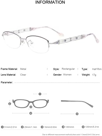 HELES Женски Полуободковые Овални Очила За четене От Метална сплав с Антирефлексно UV покритие, Однообъективные Очила за четене -Сребристо