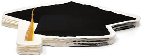 50 Салфетки за обяд под формата на Бала шапки за Еднократна употреба Хартиени опаковки Черна Шапчица Завършил със Златен