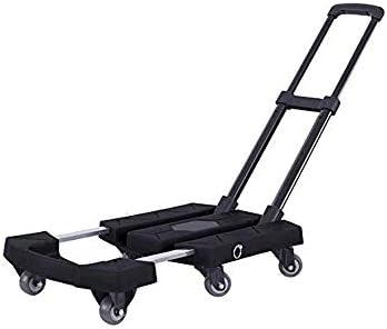 Ръчна количка с подвижна платформа WYFDP, сгъване за лесно съхранение и с въртящи се колела (Цвят: черен)
