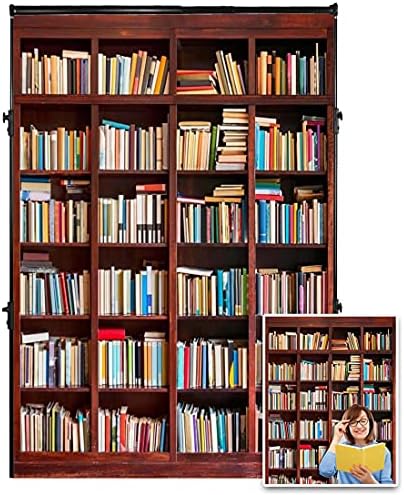 AOFOTO 3x5 фута Фон за Книгата на рафтовете на библиотеката Фон за Снимки за запис на видео Библиотека книжарница Възрастен Студентски
