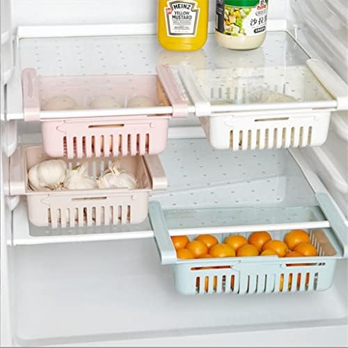 MinLia Регулируема с Кухненски Хладилник, Рафтове За Съхранение Чекмеджето За Съхранение Се Полк Рафтове За съхранение (Бежов)