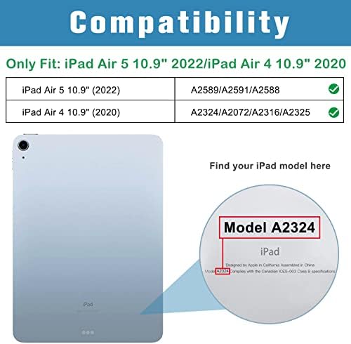 Комплект ProCase Slim Smart Cover с защитно фолио на 360 Градуса за iPad Air 5-то поколение Case 2022 / iPad Air 4-ти 2020
