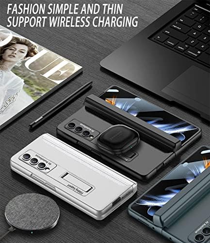 Калъф COCOING за Samsung Galaxy Z Fold 4 с притежателя на дръжки, Панти капак, вградена в гнездо за писалка, с защитно фолио за екрана