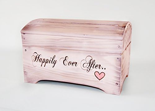 Реколта Малка Дървена Розова Ковчег в Памет на Roxy Сърце със сърце - Малка Кутия За Сватбени Картички