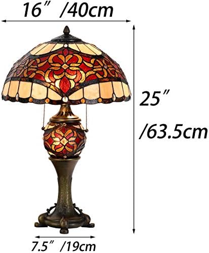 Bieye L10802 Настолна Лампа от Витражного стъкло в бароков стил Тифани с Подсветка за Прикроватной нощни Шкафчета, в Хола, Декорация на