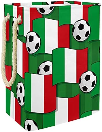 Inhomer Флаг на Италия Футболна Голяма Кошница за дрехи, Водоустойчив Сгъваема Кошница за Дрехи, Кошница за Дрехи, Органайзер за Играчки,