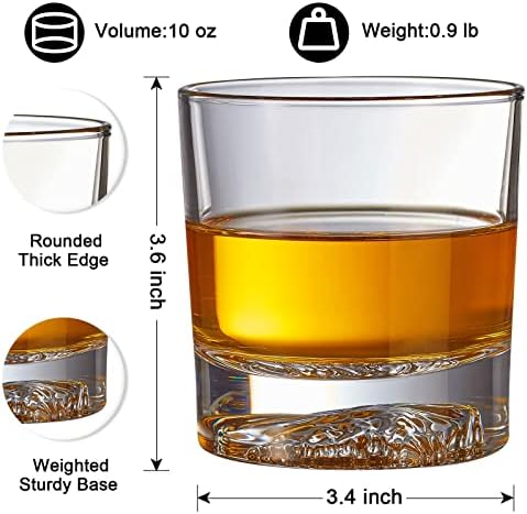 Комплект чаши за уиски HAUNIO, 4, 10 Унции, Старомодна Кристални Чаши за уиски с изображение на Орел, Дебело дъно и Луксозна кутия