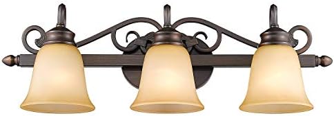 Лампа за баня Golden Lighting 4074-3 RBZ Belle Meade, Размер: 28 см x 9 см x 8 инча (Ш x В x В), настъргани бронз