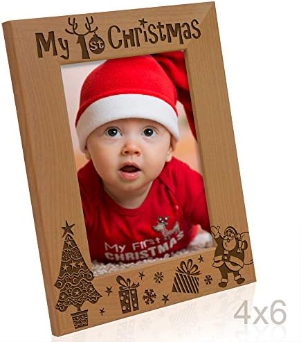 KATE ШИКОЗНА Рамка за снимки, My 1st Коледа, My First, Първата Коледа на моето Дете, Ново Бебе, рамка за снимка с надпис Santa & Me