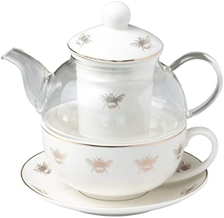 Чай и прибори Грейс от 5 теми, Стъкло Порцелан, Чай от 13 грама за един От приготвяне на чай (Gold Bees)