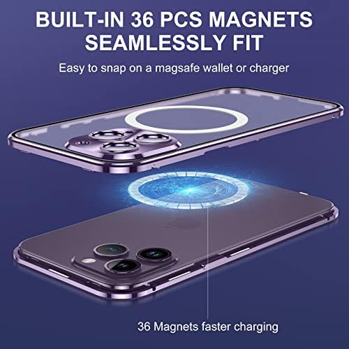 Калъф Jonwelsy за iPhone 14 Pro Max, който е Съвместим с Magsafe 360-Градусова Защитен калъф за цялото тяло, Метална броня с магнитен