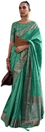 ЕТНИЧЕСКИ търговски център, канава богат вид индийски жени, блуза, сари от коприна, ръчно изработени Gala Copper zari 7345