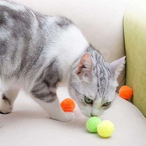 Меки Топки с pom-помераните Shizhoo Premium за малки котенца - Леки, интерактивни, с различни цветове - Плюшени играчки топки за дресура