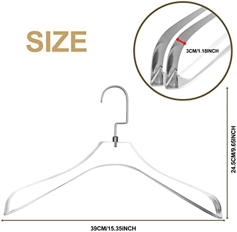 Качествени Прозрачни Акрилни закачалки за костюми от люцитового акрил за тежки условия на работа – 2 опаковки, Извити Стилна Закачалка за