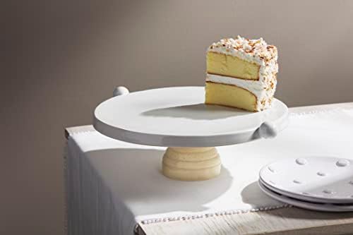 Поставка за торта от глинена пай, диаметър-5 х 12 см, Бяла