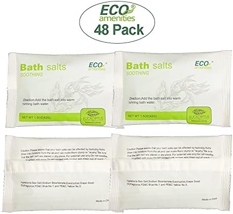 ЕКО-сол за вана, обогатена с етерично масло; 1,5 мл / 42 г морска сол за вана, Индивидуална опаковка за прочистване на тялото, 48