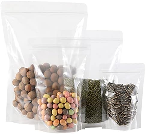 100 Опаковки Прозрачна чанта с цип, Чанта За опаковане на хранителни продукти от сухи плодове MYANGHAOT, Влага Прозрачна
