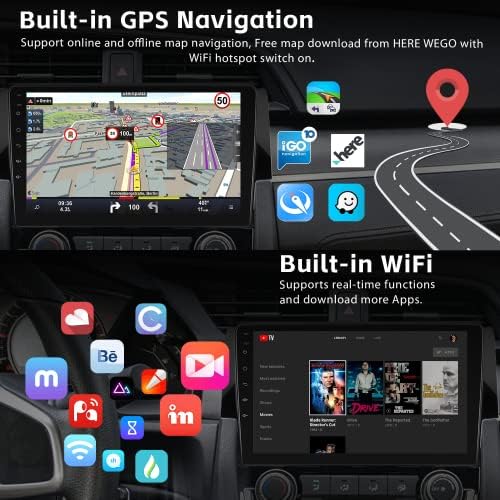 UNITOPSCI Android 11 Кола Стерео за Honda Civic 2015-2020 GPS Навигационен Главното Устройство WiFi 9-Инчов Сензорен екран FM Bluetooth Автомобилното радио Подкрепа Огледално връзка видео Изх