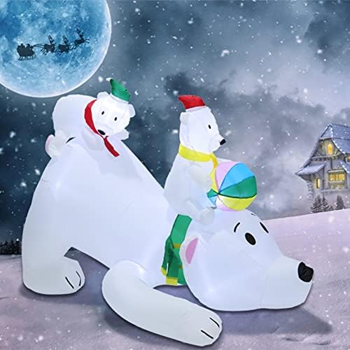 BIGJAK 6 ФУТА Надувное Коледна Украса с Бял Мечок с led Осветление, Празнично Въздушно Надувное Украса за Вътрешно и Външно на Двора, на Тревата, Градина, Коледното Зимни