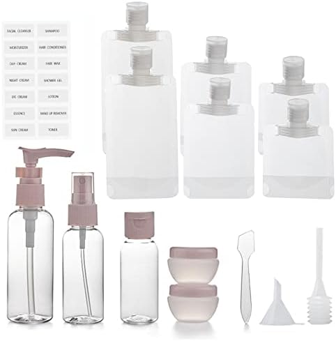 HUAOAO 15 бр. пътни бутилка за тоалетни принадлежности, за многократна употреба празни контейнери за козметика, мини-комплект бутилки