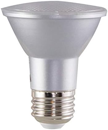 Led лампа Satco S29401 със средна цокъл (опаковка от 6 броя), Бистра, Сребрист корпус, 120 Волта, 6,5 W, 520 лумена, Форма PAR20, Цокъл E26