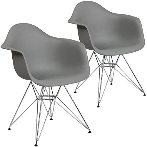 Флаш мебели 2 комплекта пластмасов стол серия Alonza Moss Grey с хромирано основание