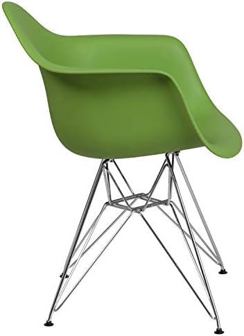 Флаш мебели серия Alonza Зелен пластмасов стол с хромирано основание