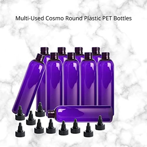 kelkaa 8 унции Cosmo Кръгли Виолетови Пластмасови бутилки от PET пластмаса с черни Закручивающимися капаци за Шампоан, Балсам, Сапун