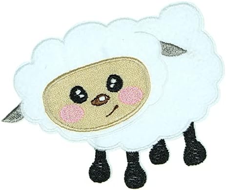 JPT - Бяла Овца Животно, Див Агне Сладък Карикатура Бродирана Апликация на Гали/Шият Ивици Икона Сладко Лого Нашивка на Жилетка, Сако, Риза,