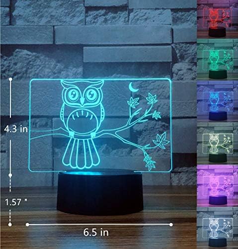 i-CHONY Бухал Подарък 3D Илюзията за лека нощ, Подарък за Рожден Ден Лампа 7 Цвята Постепенна Промяна Сензорен Прекъсвач Тенис на Led Лампа