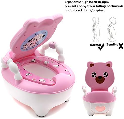 HTTMT - Детско Джобно седалка за тоалетна с розово мече За приучения Към гърне С подложка За малки Деца, Прекрасен Тоалетна, Удобна