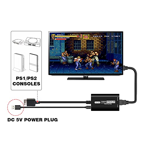 HDMI Конвертор за PS1 PS2 1080P с повишена разделителна способност HDMI Адаптер с ключа RGB/ypbpr компонент и ключа съотношение