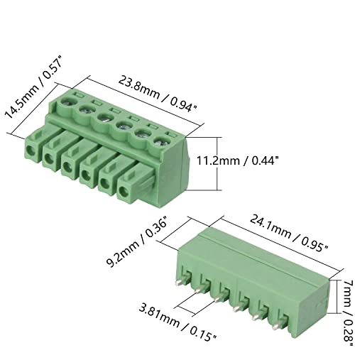 Изберете 4 двойки Конектори Клеммной подложки стъпка 3,81 мм 6P, на Контакта между приставка адаптер и Розетка за печатни платки, Пластмаса