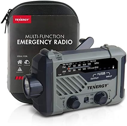 Мултифункционална ръчно погодное радио Tenergy с led фенерчета, SOS аларма, зарядно устройство за мобилен телефон, радиочастотами