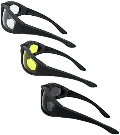 LuckyStone 3 Чифта Очила За каране На Мотор Със защита От ултравиолетови лъчи, Защитни Очила, Колоездене Слънчеви Очила - Опушен-Прозрачен