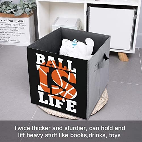 Баскетбол-това е Животът, Сгъваеми Кутии За Съхранение, Изкуствена Кожа, Платно Куб, Кошница-Органайзер с Дръжки