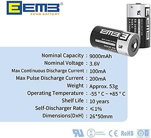 EEMB 4 пакета ER26500 C Размер на 3.6 В Литиева Батерия с Висок Капацитет Литиево-socl₂ Неперезаряжаемая Батерия LS26500 SB-C01