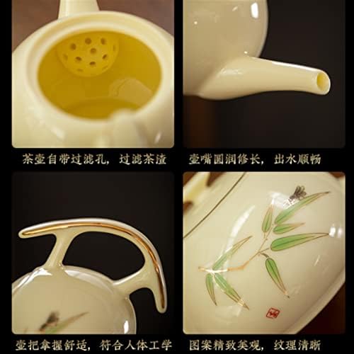 DHDM Чай Подарък Кутия Китайски Бял Порцелан Покрита Купа Чайник, Определени Чаени Чаши