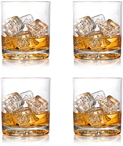 Нечупливи чаши за уиски (набор от 4-12 унции ea) - за Многократна употреба нечупливи чаши за бърбън, лепенката и старомодни очила