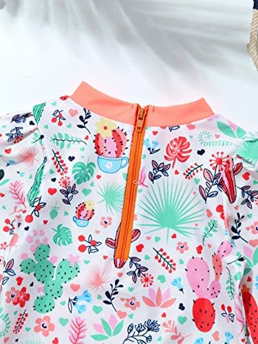 Daenrui/ Ризи с защита от Акне за малки момиченца с дълъг Ръкав и Цветна Принтом и Накъдрен UPF50 +, Плажно Облекло За защита От Слънцето