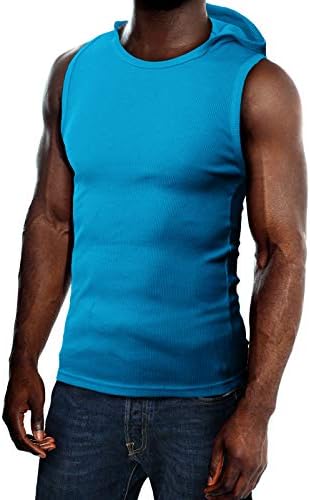 H2H Мъжки тениски с качулка и без ръкави, небесносин, САЩ, S/Азия, M (JPSK05)